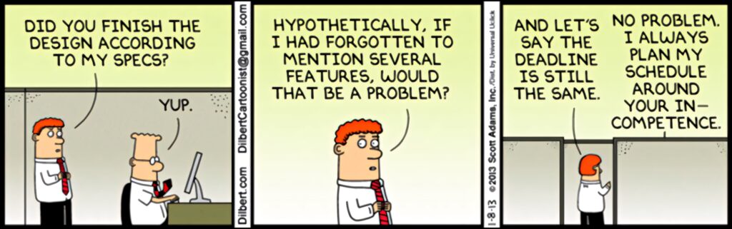 Dilbert comic wallpaper with boss and Dilbert in humorous office scene on green blue background
