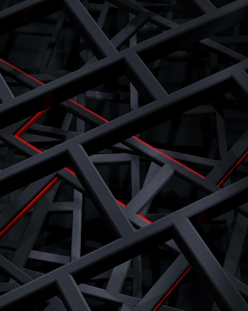 Sleek and Striking: 3D Geometric Black Lover Background with Subtle Red Accent Lighting Wallpaper