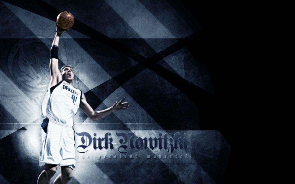 Dirk Nowitzki Dallas Mavericks jumping shot dark blue black abstract dynamic wallpaper background