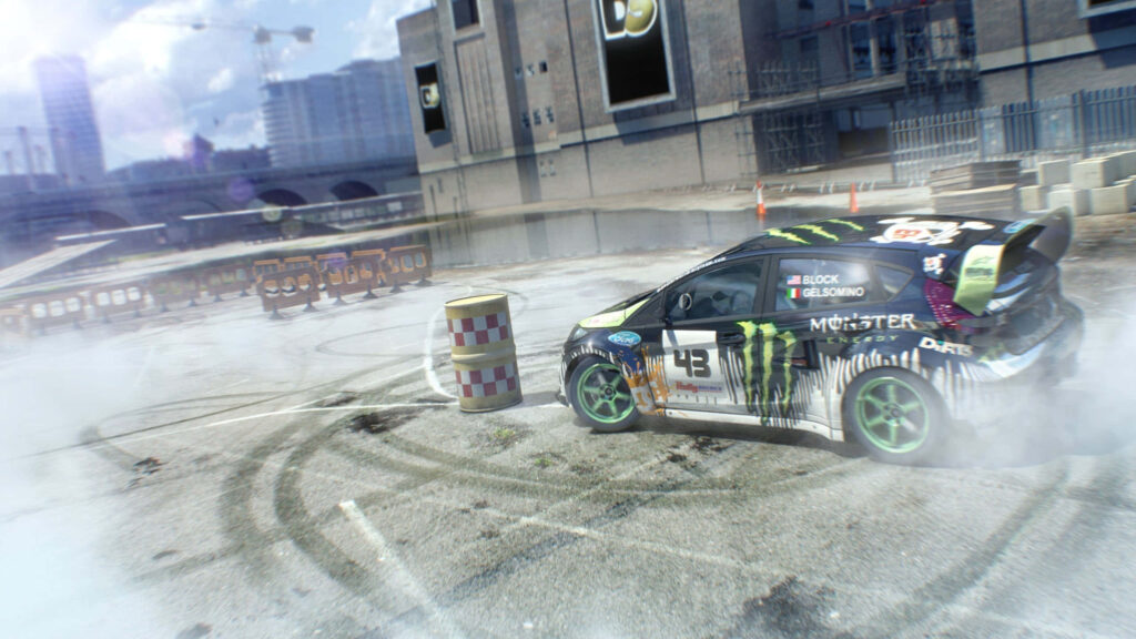 Dirt 3 Rally Car Drifting Wallpaper - City Skyline Speed Thrill