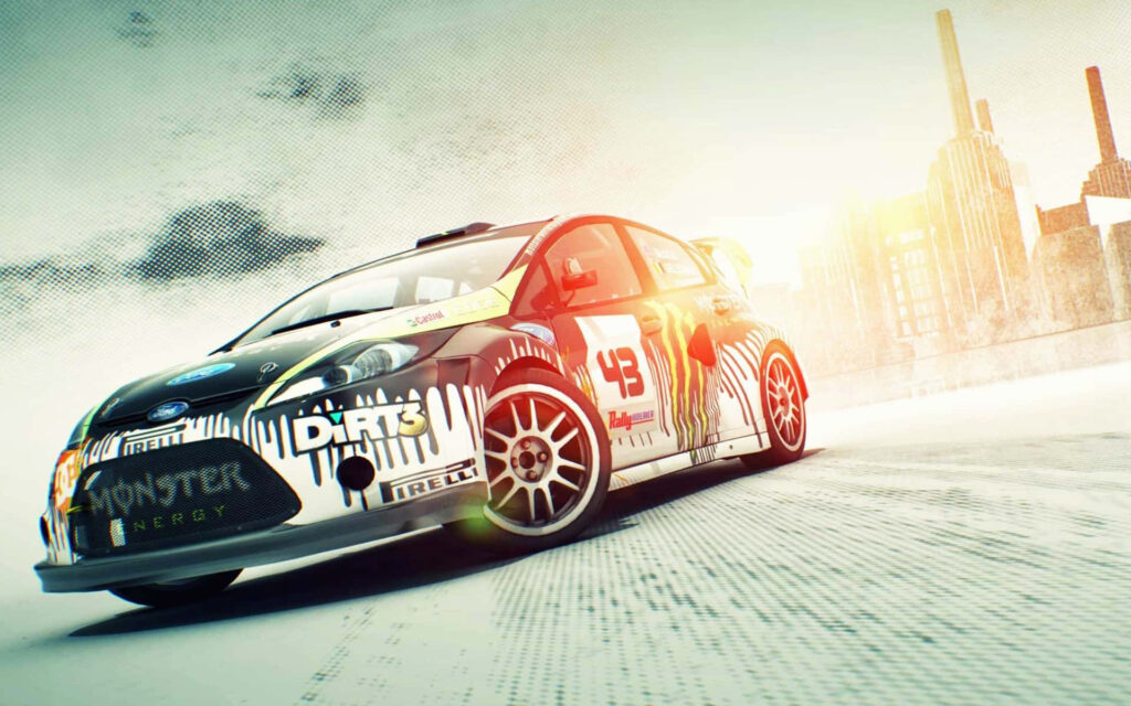 Monster Racing Car in a Sun-Drenched Open Road - From the Popular Video Game, Dirt 3 Wallpaper