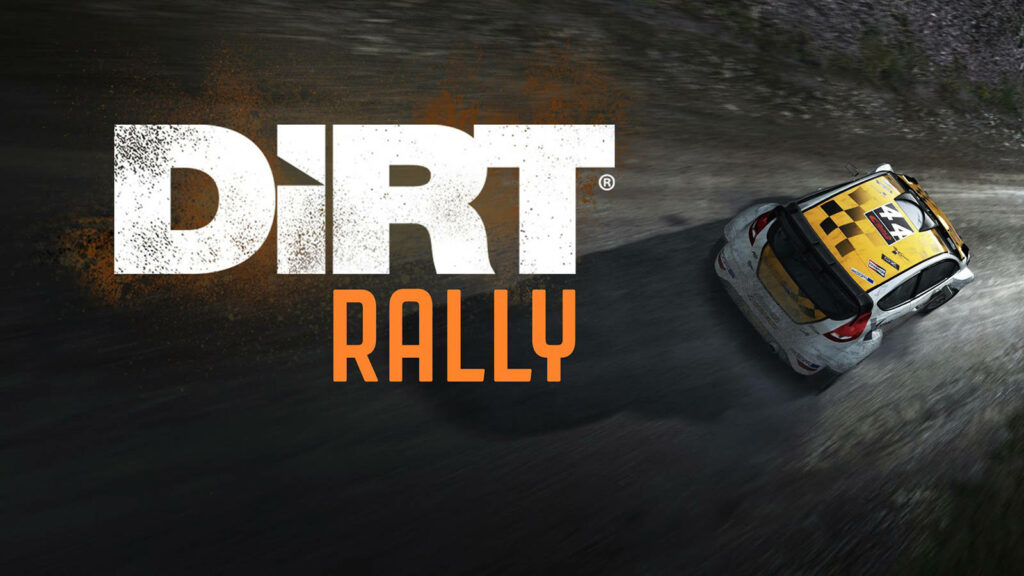 Dirt Rally: Unleashing Thrills with a Speed Demon – Bright Yellow Roofed White Car Takes Center Stage in Captivating Background Wallpaper