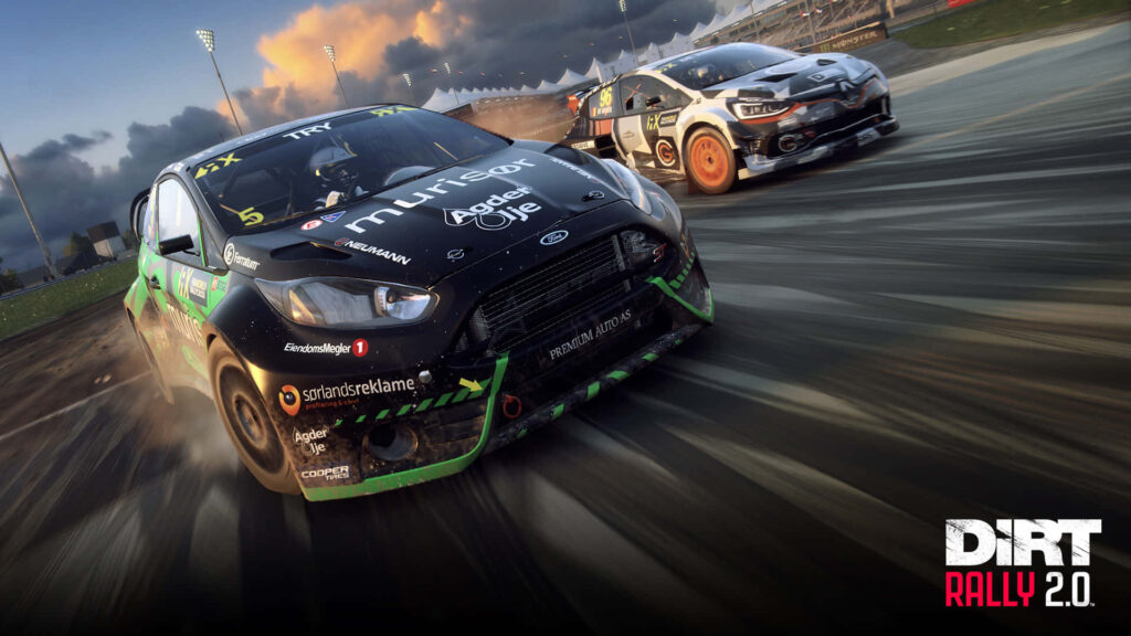 Dirt Rally 2.0 Wallpaper: Aggressive Rally Cars Racing on Muddy Track