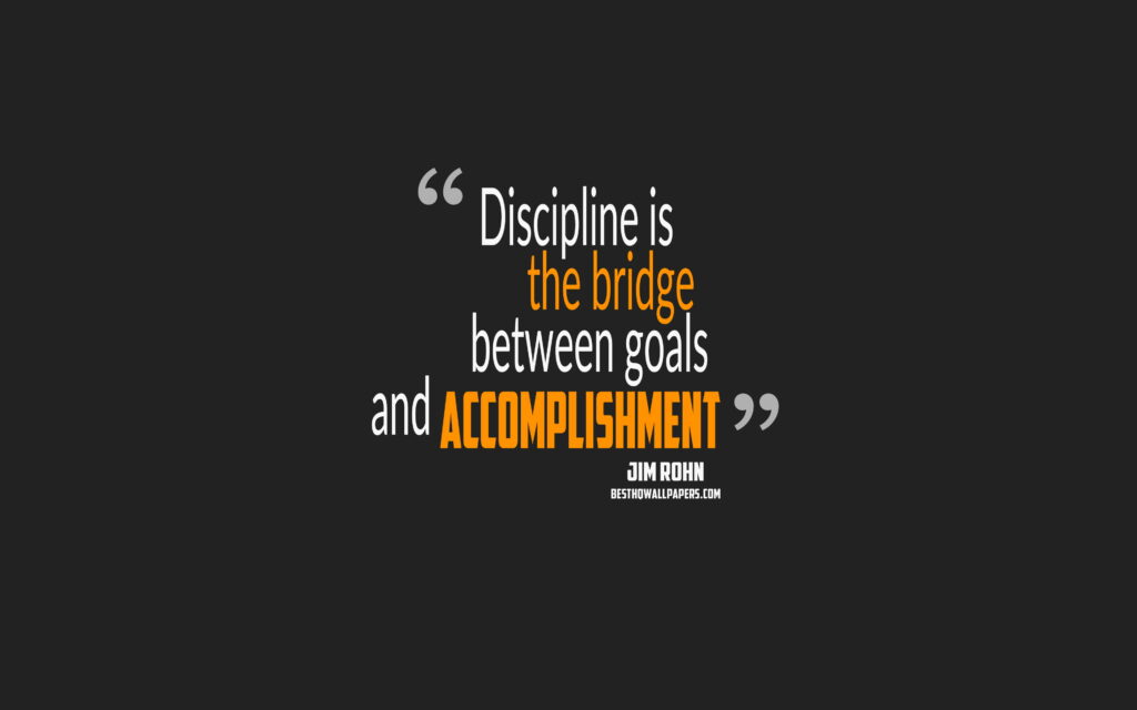 Crossing the Bridge of Accomplishment: Motivational Jim Rohn Quote on Discipline in Minimalist 4K Wallpaper