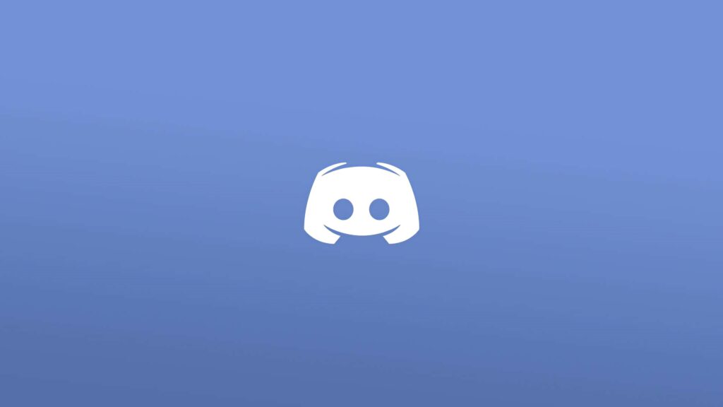 Discord logo centered on smooth blue gradient background minimalist modern wallpaper design