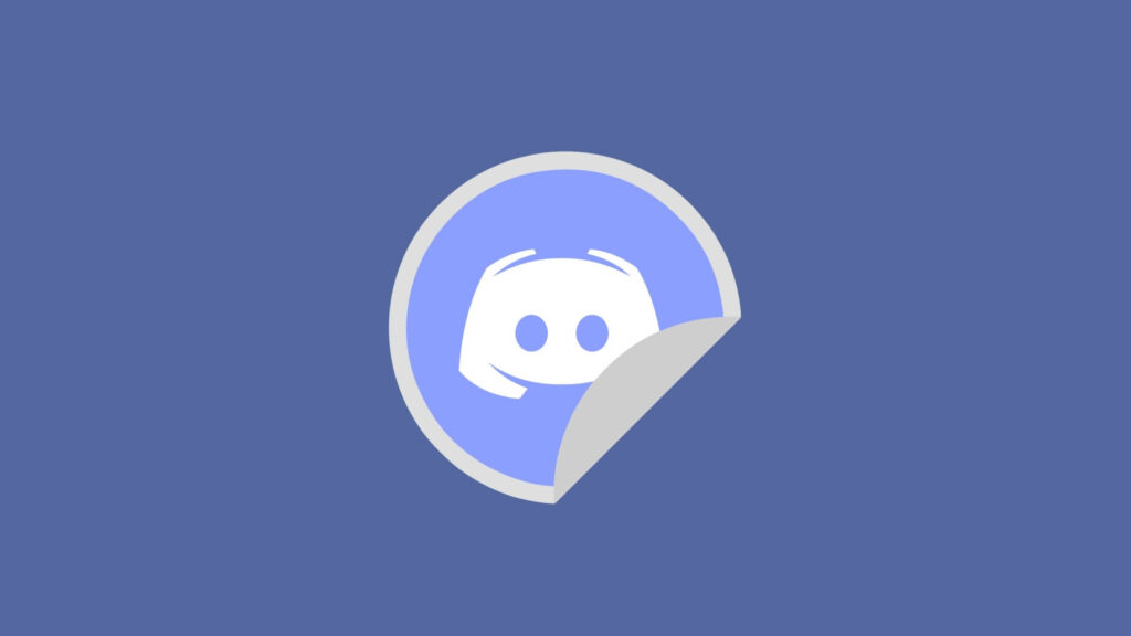 Discord logo sticker with curled corner on blue background modern playful design wallpaper