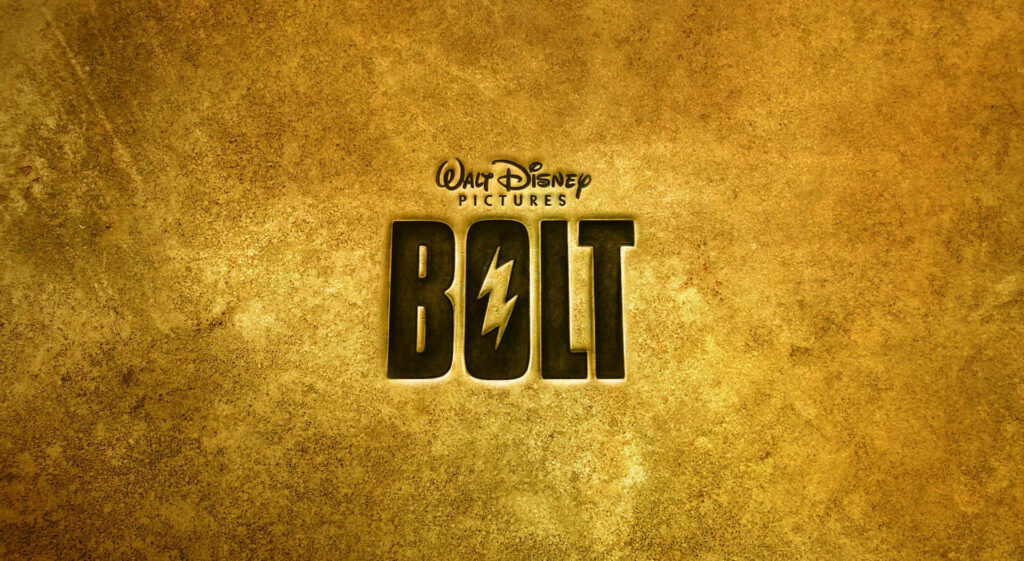 Disney Bolt Brown Banner Wallpaper with bold lightning bolt logo on textured brown background