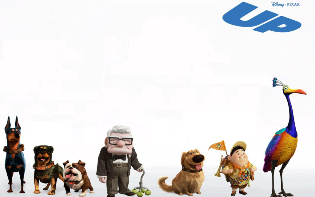 Disney Pixar Up Wallpaper: Carl, Russell & Adventure on White Background