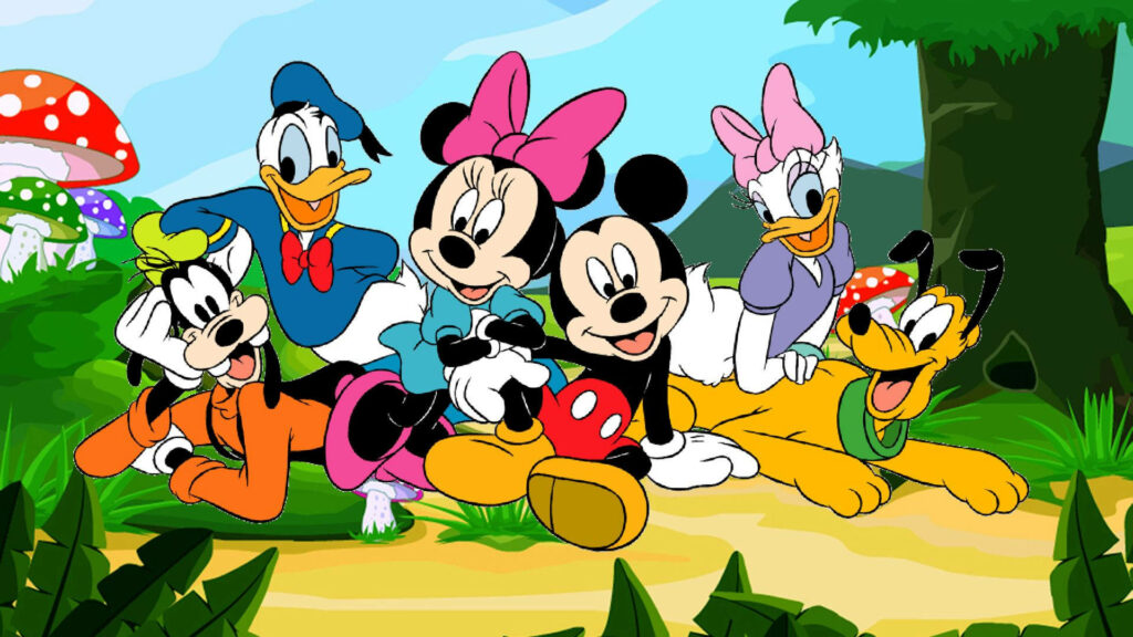 Furry Friends: Mickey and Friends Embark on a Magical Ride with Pluto in this Disney Desktop Delight! Wallpaper