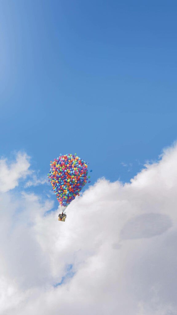 Vibrant Disney's Up Wallpaper: Colorful Balloons & Bright Sky