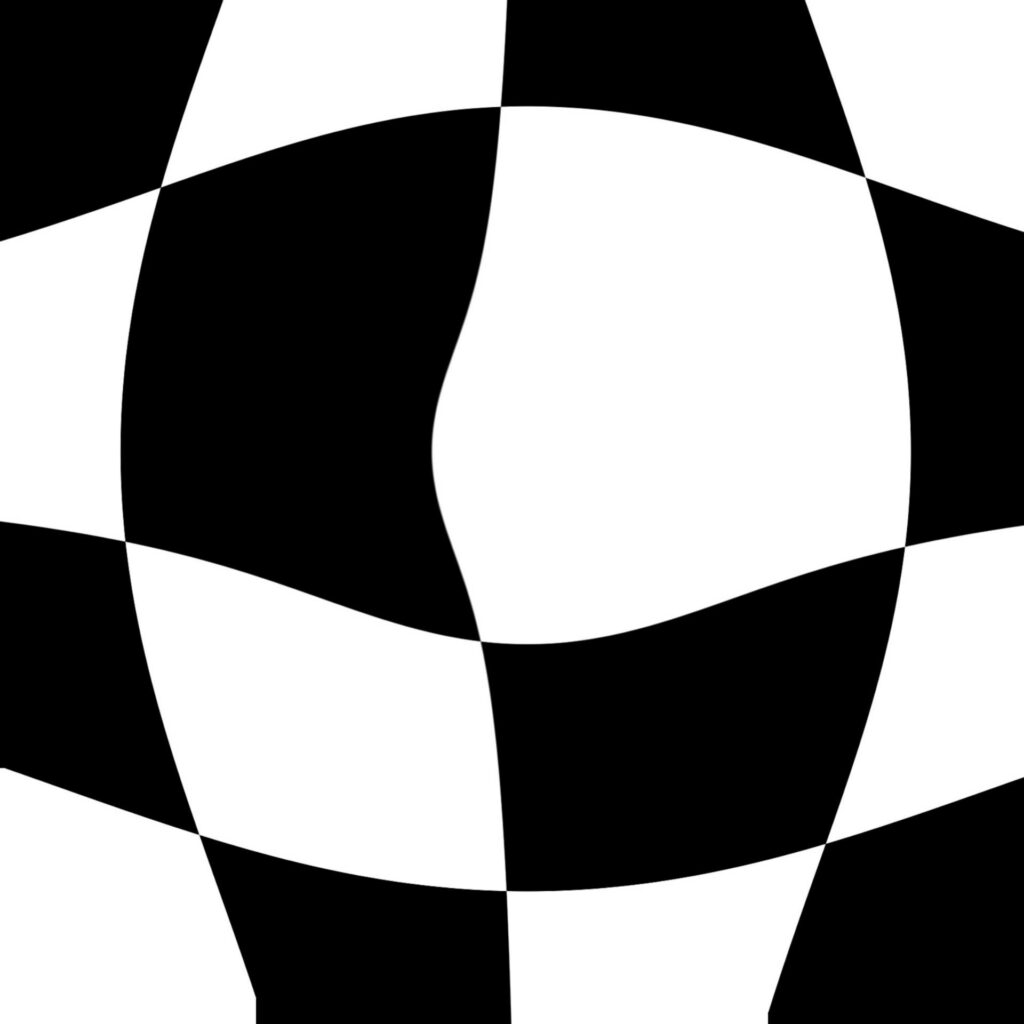 Wave-Like Black & White Checkered Wallpaper - Modern Optical Illusion