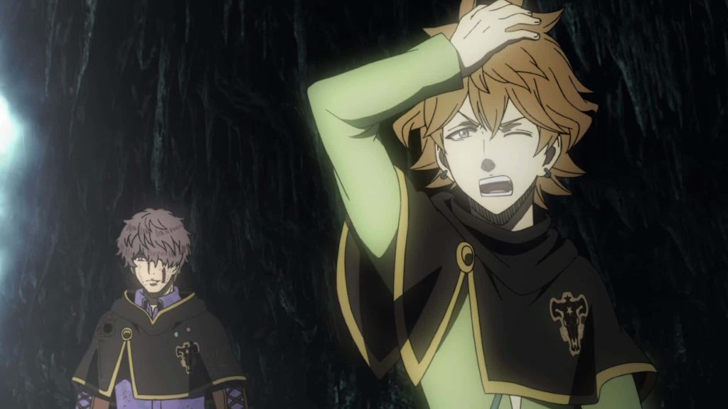 Distressed Finral Roulacase with Langris Vaude in shadows Black Bulls uniforms Black Clover wallpaper