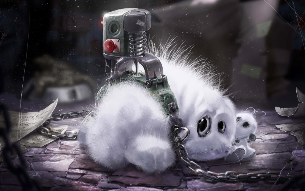 Vulnerable White Creature: A Stark Message on Animal Captivity Wallpaper