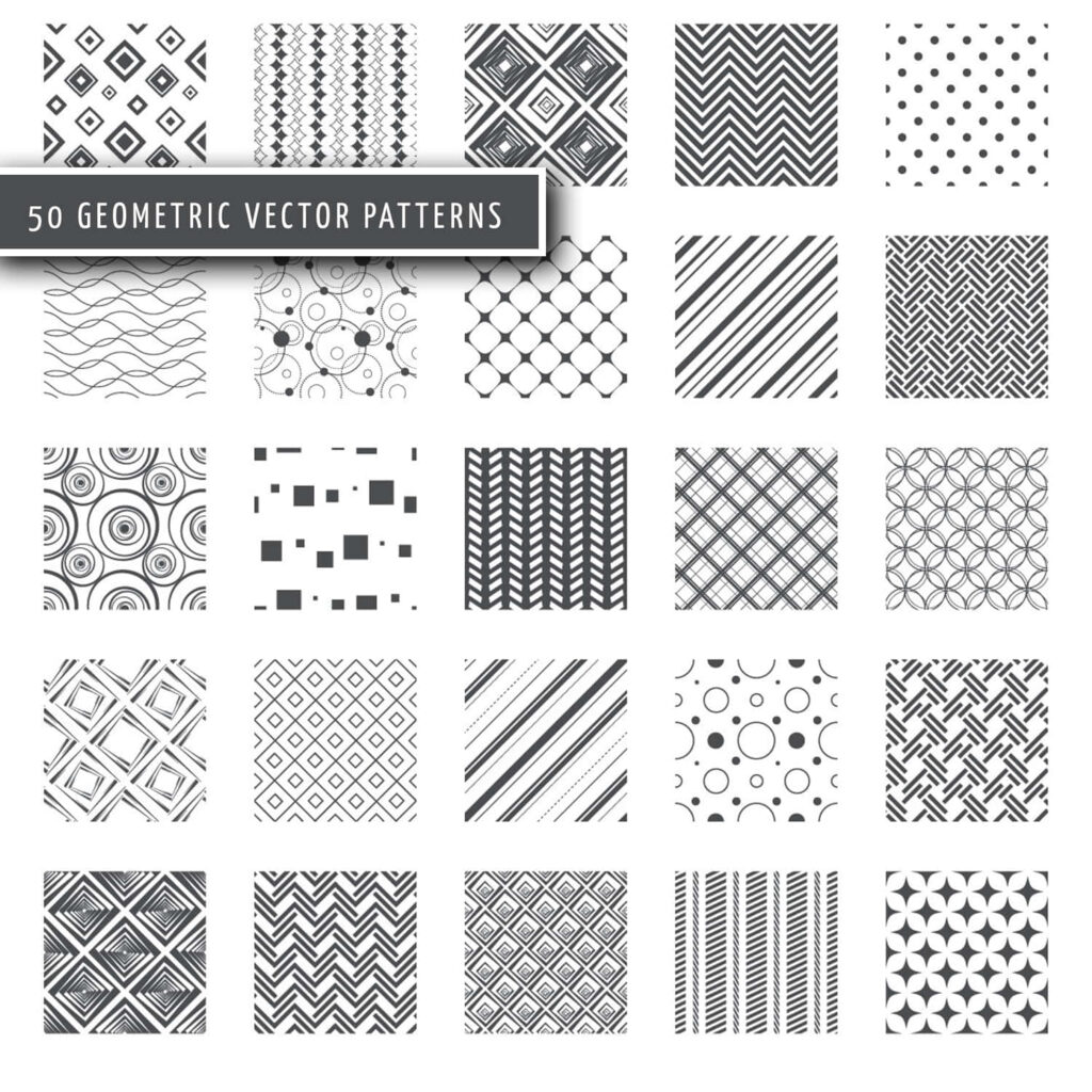 Modern Geometric Patterns Wallpaper in Monochrome - Bold Background