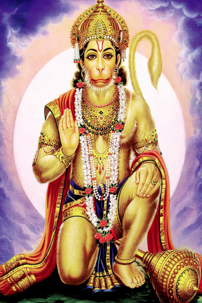 Hanuman's Devotion - A Divine Mobile Wallpaper