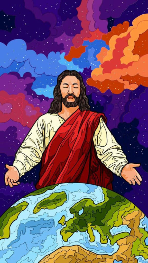 Atop the World: Mesmerizing Aesthetic Jesus Background Wallpaper