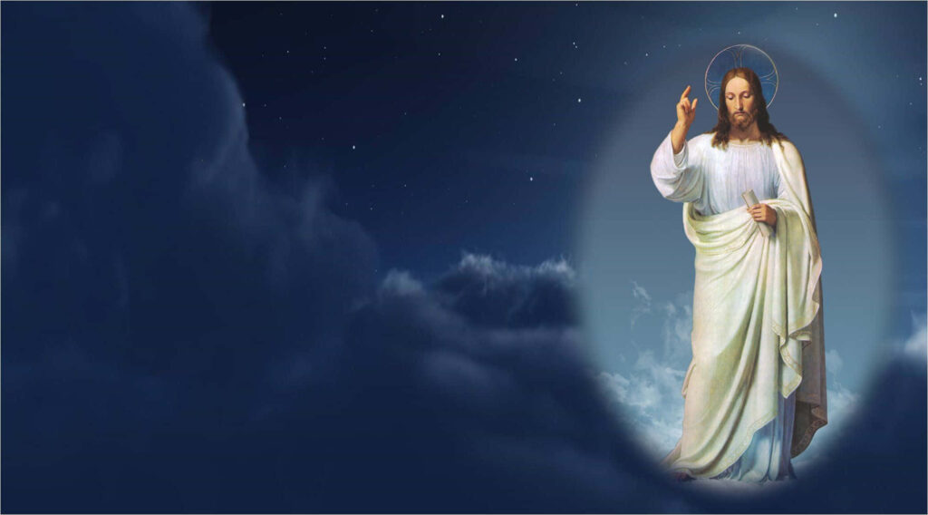 Heavenly Majesty: A Breathtaking Wallpaper of God Jesus in the Sky