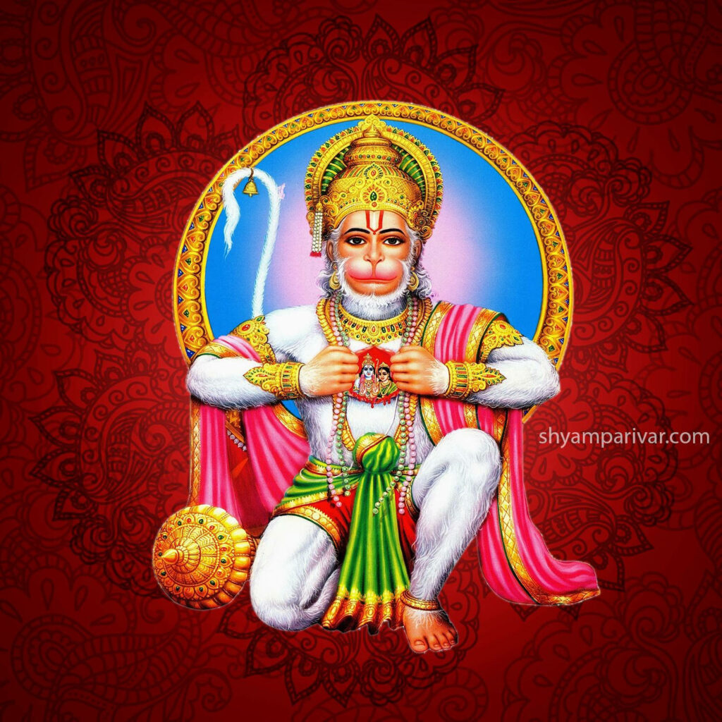 Divine Splendor: Hanuman Ji Enshrined in Red HD Wallpaper