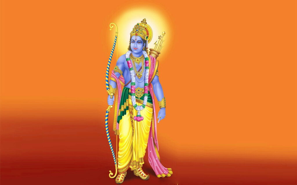 Sacred Serenity: A Divine HD Wallpaper featuring Shri Ram Ji as a Background Photo