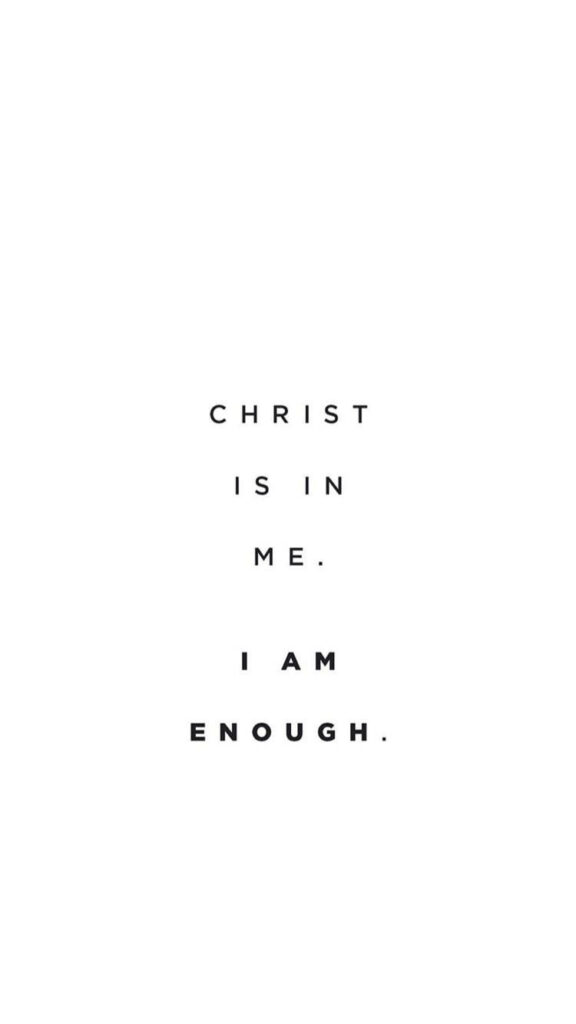 Simplicity in Faith: Captivating Galatians 2:20 Depicted with 'Christ Is in Me, I Am Enough' on a Serene White Backdrop Wallpaper
