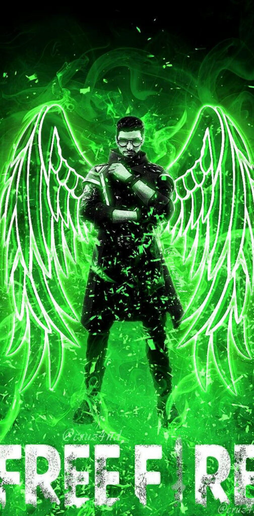 Radiant DJ Alok Soars With Vibrant Neon Wings in Breathtaking Free Fire Backdrop Wallpaper