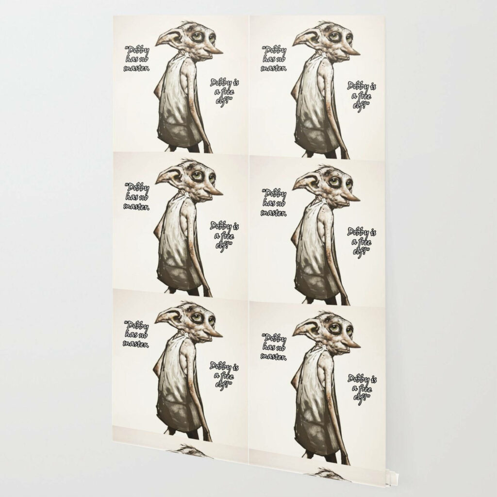 Dobby the house elf fanart wallpaper with repeated design and phrase Dobby has no master