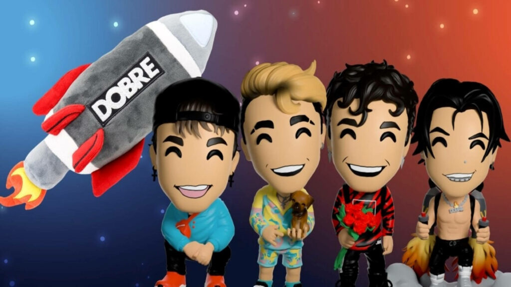 Cartoon Dobre Brothers wallpaper with Cyrus Darius Lucas Marcus colorful gradient rocket plush
