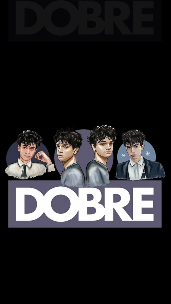Illustrated portraits of The Dobre Brothers Cyrus Darius Lucas Marcus on black background wallpaper