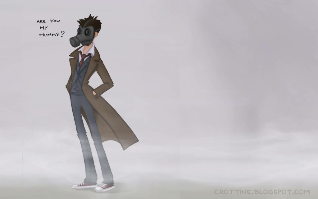 Doctor Who Animated Wallpaper: Tenth Doctor & Gas Mask in Foggy Scene
