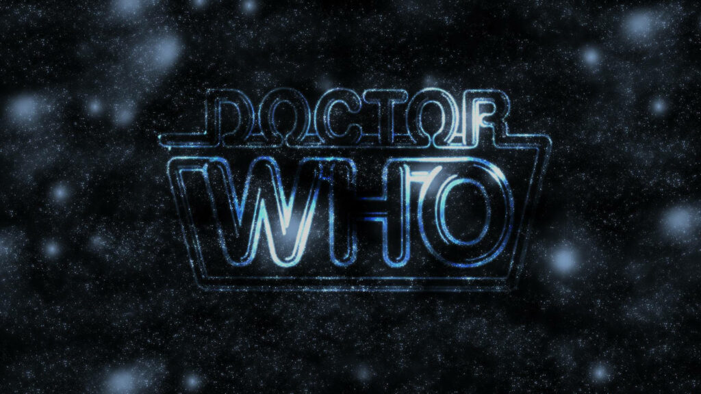 Cosmic Doctor Who Wallpaper: Glowing Logo & Starry Background