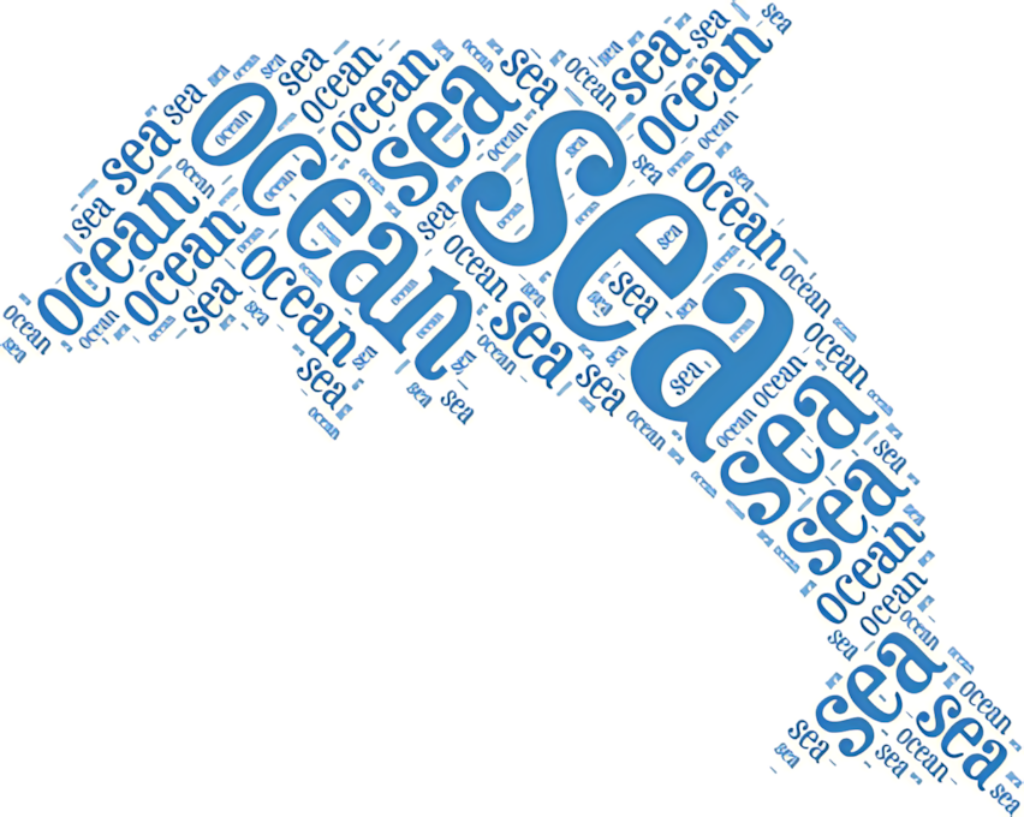 Ocean Word Cloud Dolphin Wallpaper - Creative Marine Design