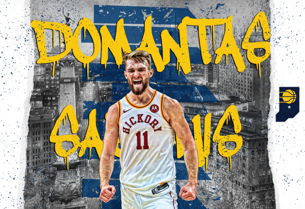 Domantas Sabonis graffiti art wallpaper vibrant basketball street art urban cityscape background