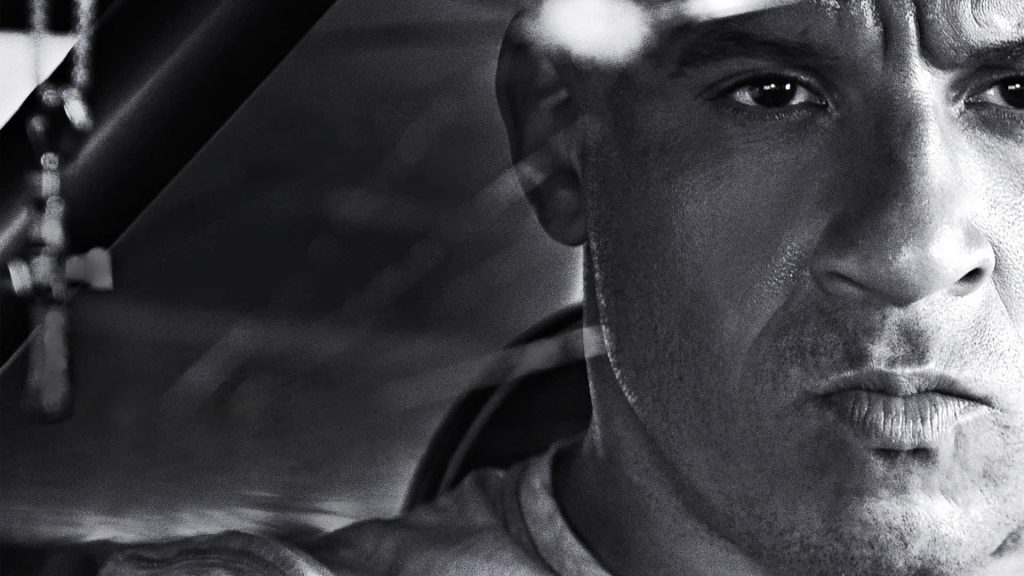 Vin Diesel as Dominic Toretto close-up moody monochrome Fast and Furious wallpaper background