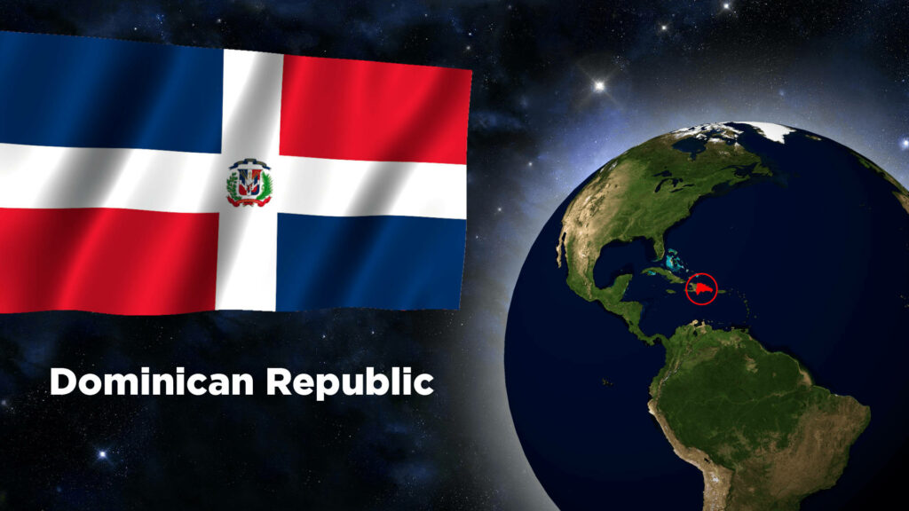 Cosmic Dominican Republic Flag Wallpaper: Vibrant Global Highlight