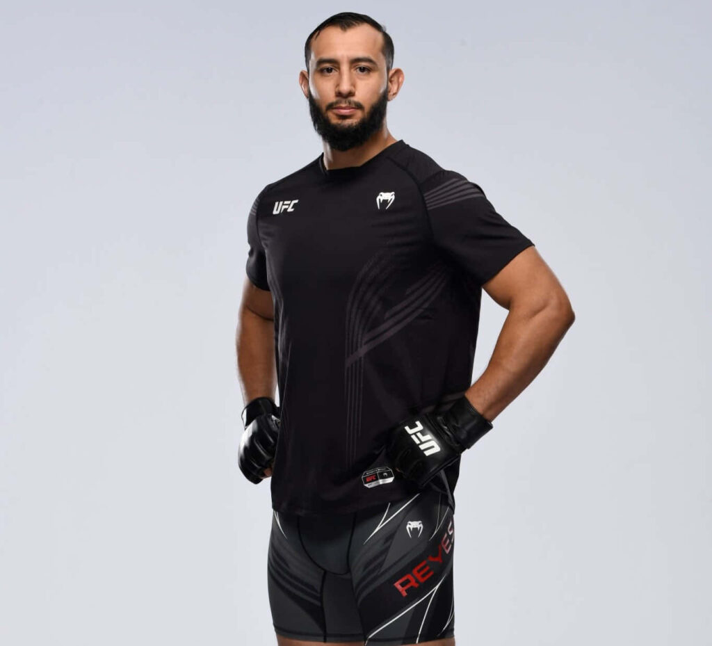 Dominick Reyes UFC fighter portrait in gear with confident pose and sharp athletic details wallpaper