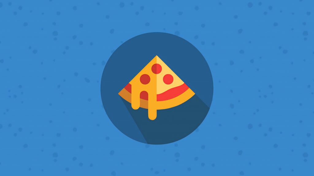 Dominos Pizza vector art with melted cheese pepperoni slice in blue circle on textured background Wallpaper