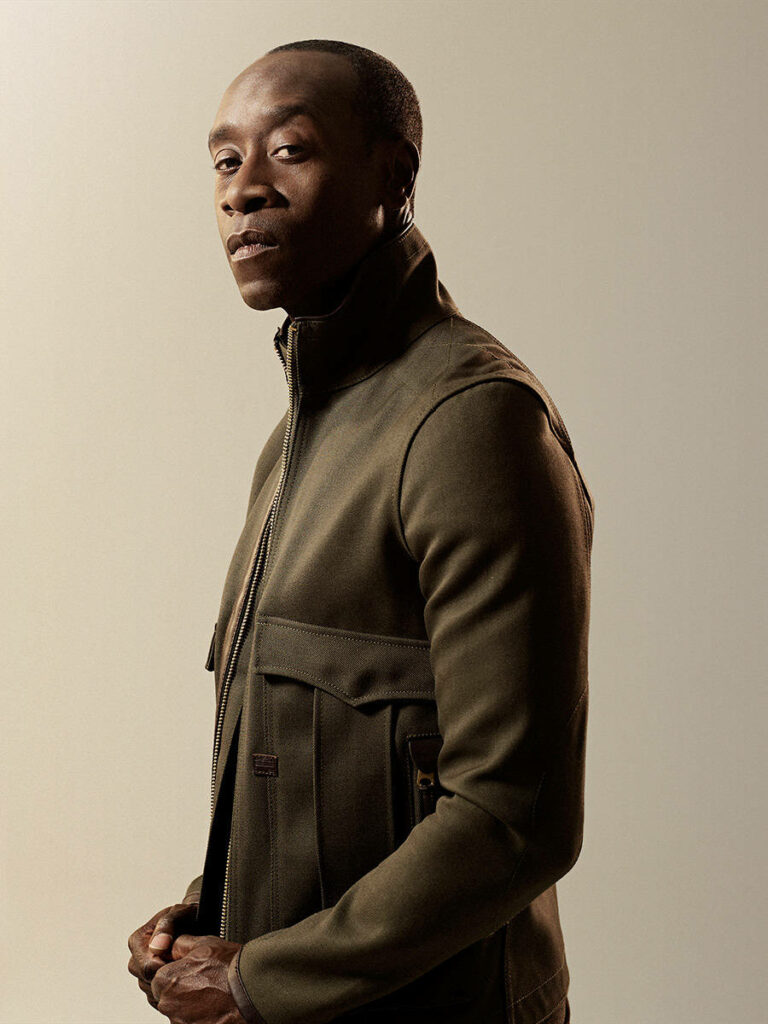 Don Cheadle intense fierce pose neutral background earthy jacket stylish polished portrait wallpaper