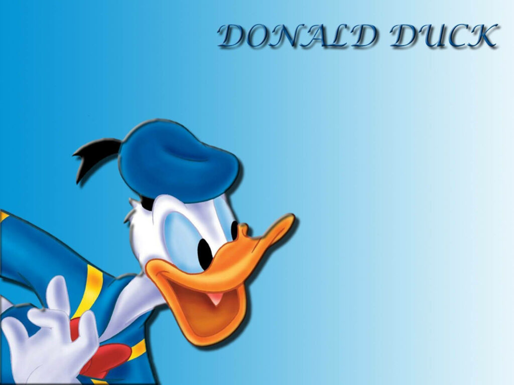 Donald Duck in classic blue sailor outfit on smooth blue gradient wallpaper background