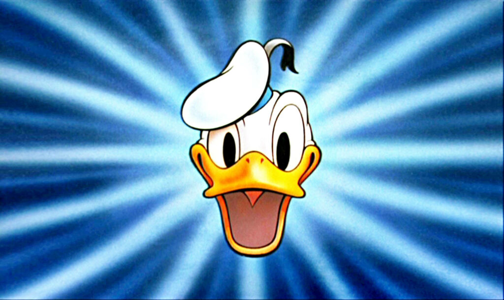 Donald Duck Goin Quackers cheerful face on vibrant blue radial wallpaper background