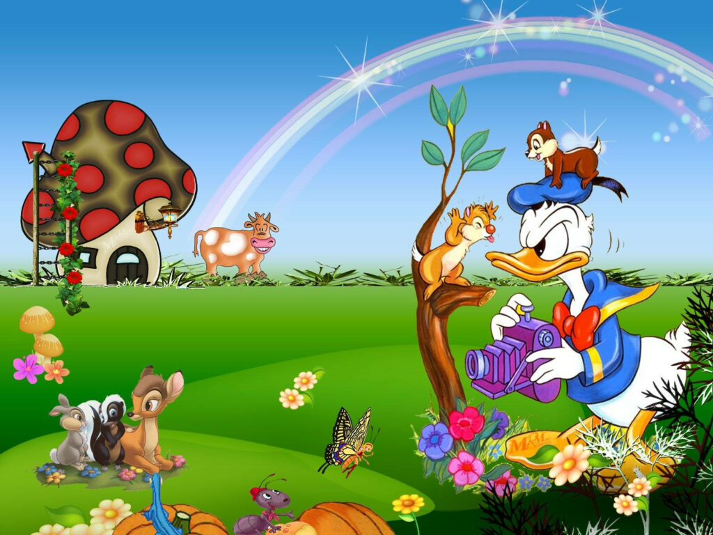 Furious Donald Duck Defends His Honor Against Chipmunk Mockery: A Disney Cartoon Wallpaper