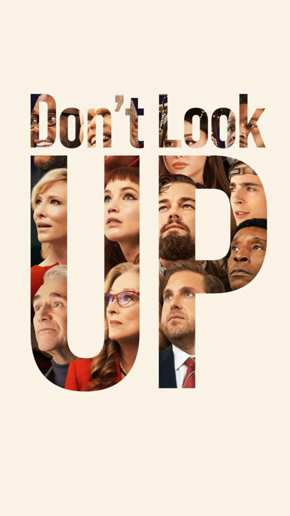 Don't Look Up Wallpaper: Unique Poster Art with Cast Cutouts