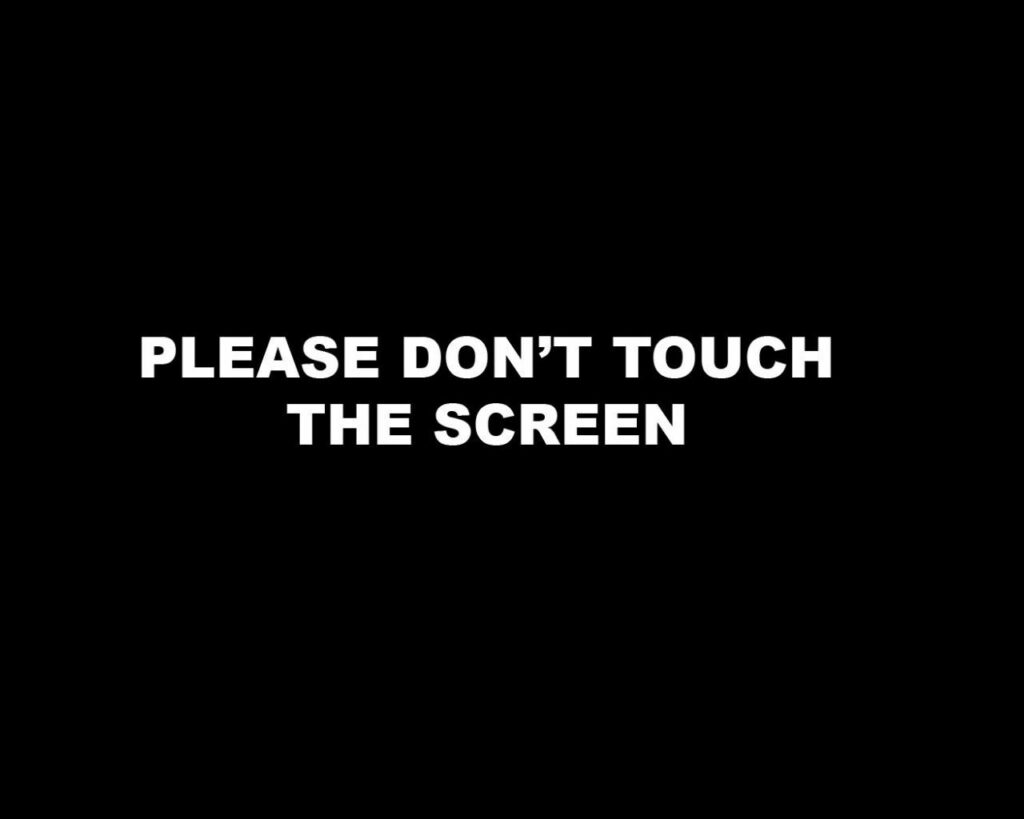 Hands Off! Protecting My Computer with a Bold Warning Sign in Black Wallpaper