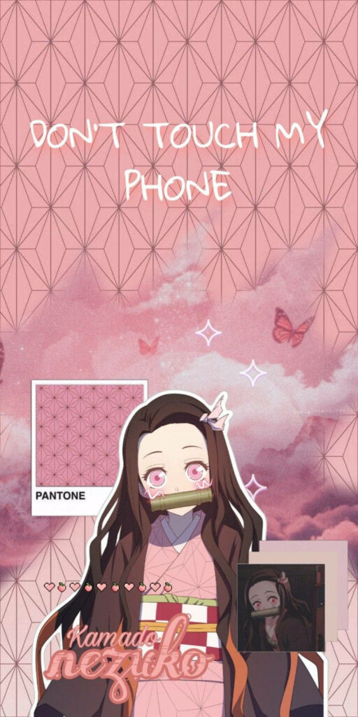 Nezuko's Phone Protectors: Don't Mess with Her Device Wallpaper