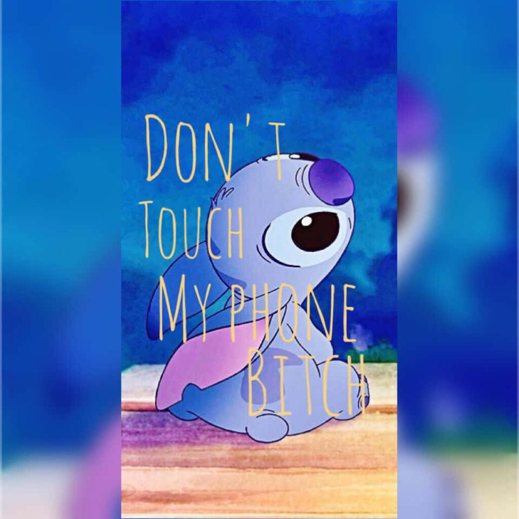 Funny Cartoon Wallpaper: Cute Character Says 'Don't Touch My Phone'