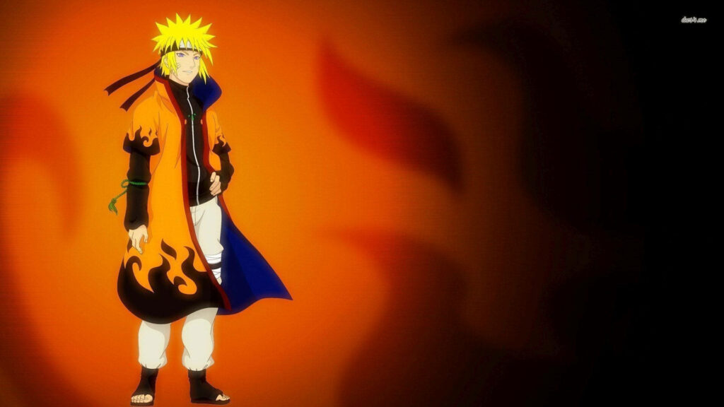Dope Naruto's Father Minato in Vibrant Orange Anime Backdrop Wallpaper