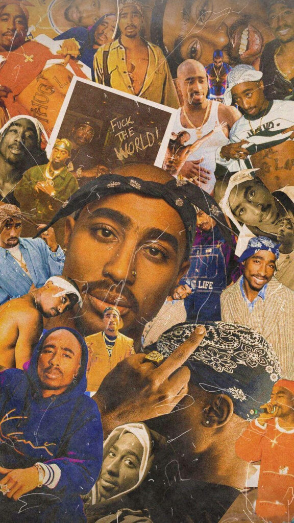 Dope Tupac: A Captivating and Dynamic Collage for iPhone Screen Theme Wallpaper