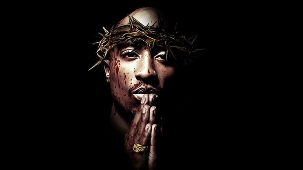 Iconic Tupac: Divine Prayer in Thorns Wallpaper