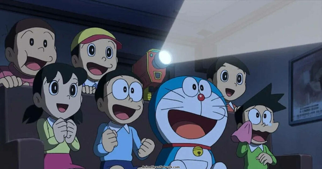 Doraemon and Friends Enjoy a Spectacular 4K Cinema Experience Wallpaper