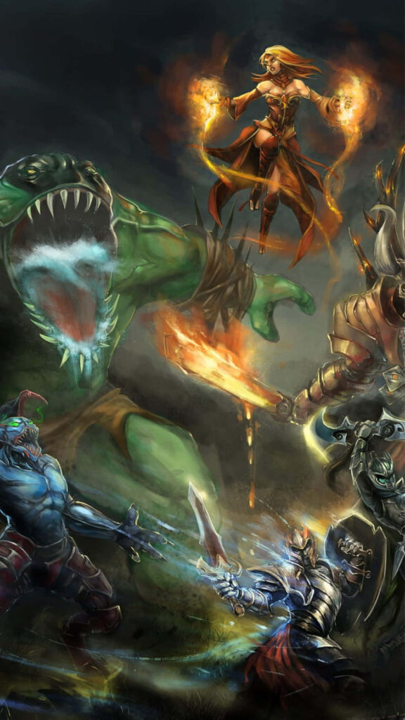 Dota 2 Legends Unite: A Mesmerizing Wallpaper Capturing the Power and Personality of Iconic Heroes