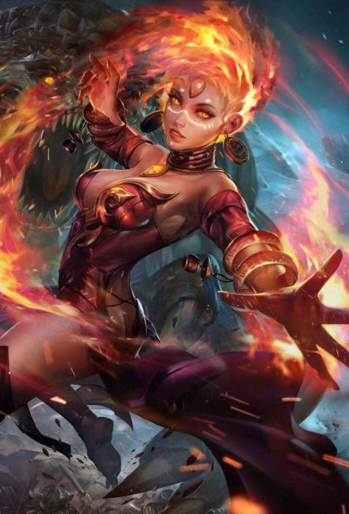 Lina's Fiery Arsenal in Dota 2 Wallpaper